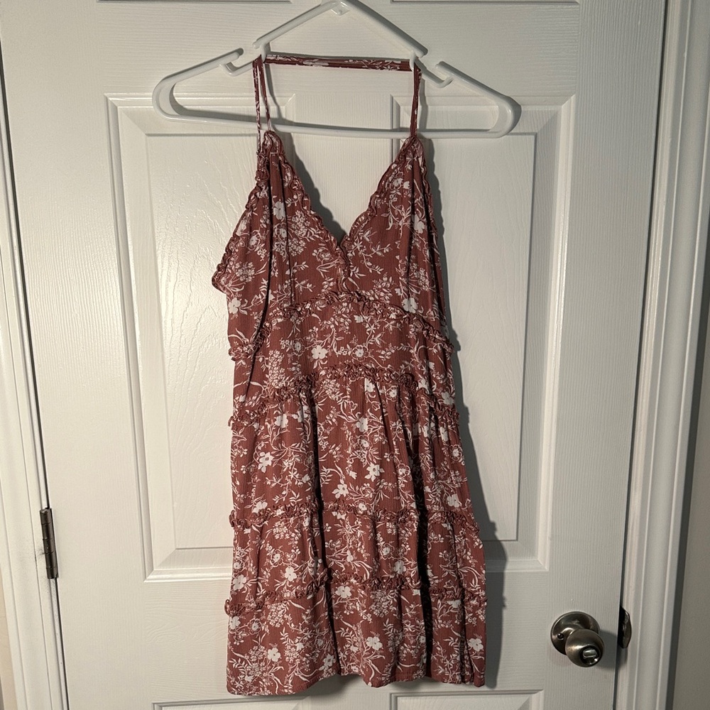 Love Tree Floral Mini Dress in Rust